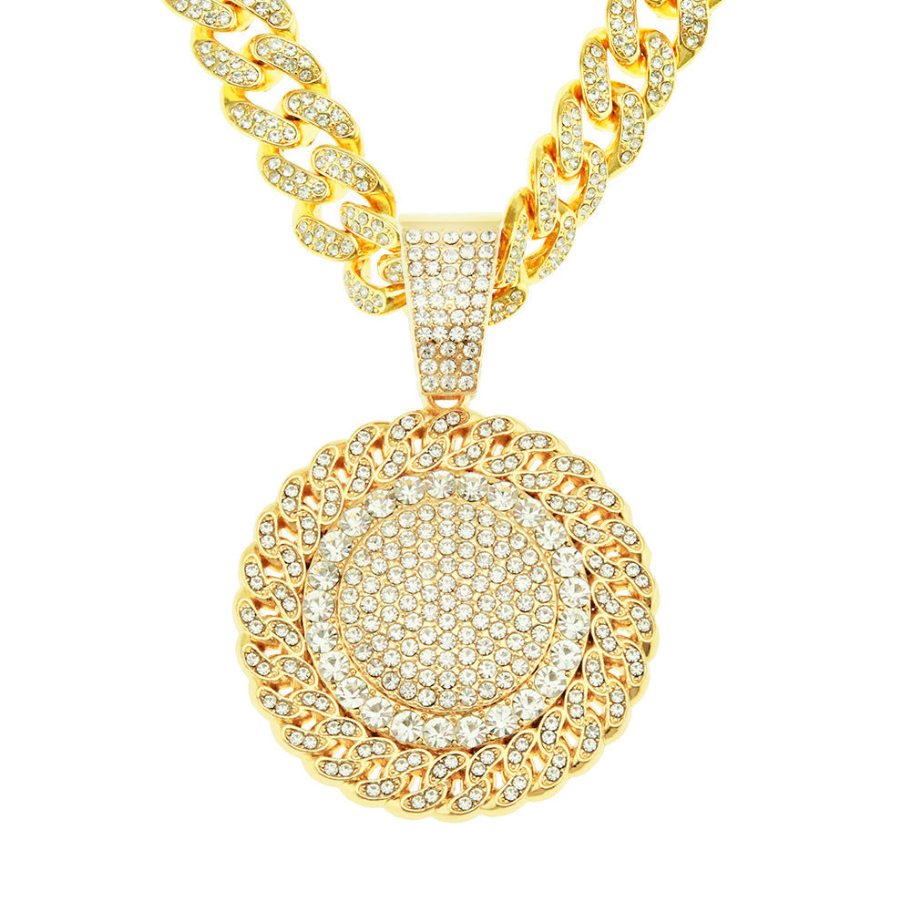 Men's Cuban Link Chain Outer Sunflower For Necklaces