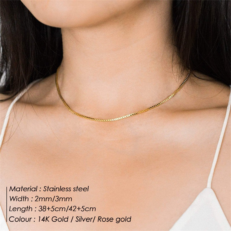 Gold-plated Stainless Steel Ornament Simple Titanium Necklaces